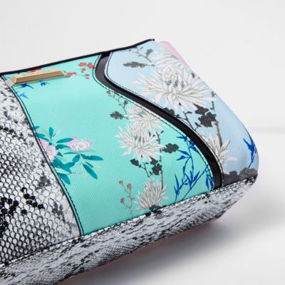 Blue floral and snake print make-up wash bag